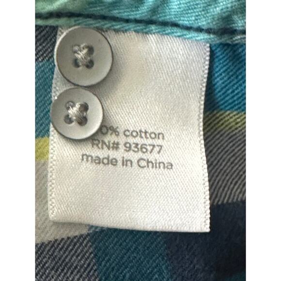 Old Navy Plaid Button Down Shirt Teal Blue Green Check – Women’s XL 100% Cotton - Picture 3 of 5